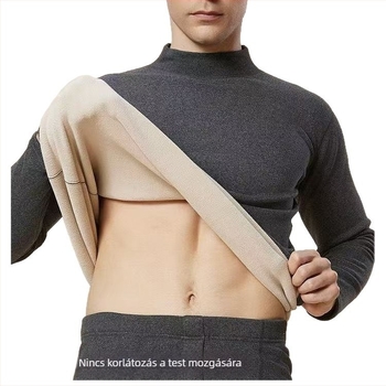 Férfi őszi-téli fleece-beléssel készült termoszett (felső + nadrág) kerek nyakú és félmagas gallérral