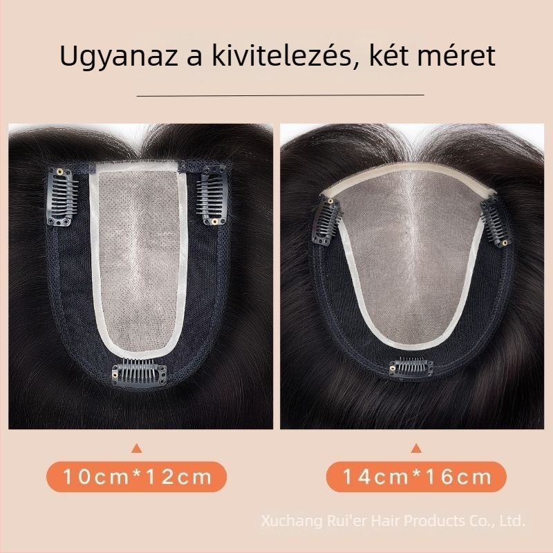 Valódi hajból készült, teljesen kézzel készített topper paróka nőknek, 3# svájci hálóval, természetes haj, göndöríthető és festhető