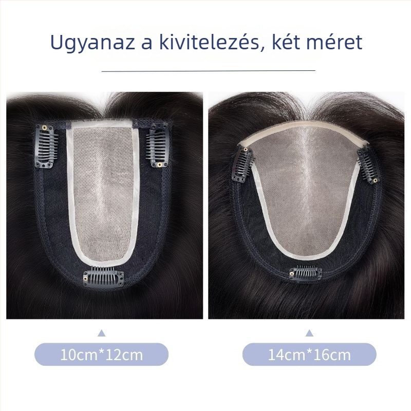 Valódi hajból készült, teljesen kézzel készített topper paróka nőknek, 3# svájci hálóval, természetes haj, göndöríthető és festhető