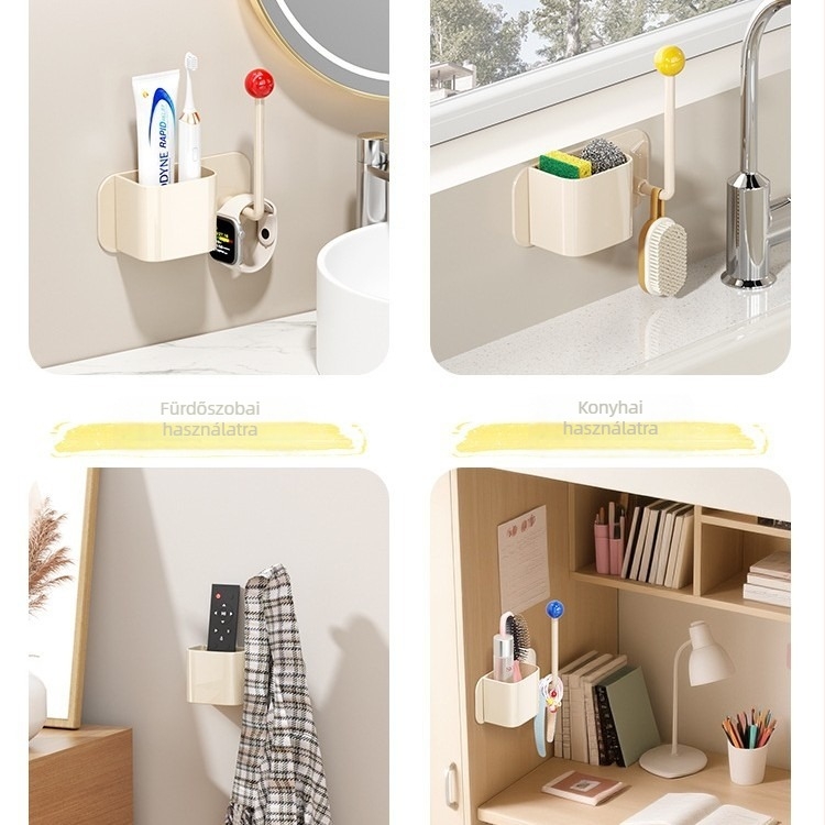 Xingyang falra szerelhető, fúrás nélküli 1-szintes fürdőszobai tároló, levehető, modern minimalist stílus