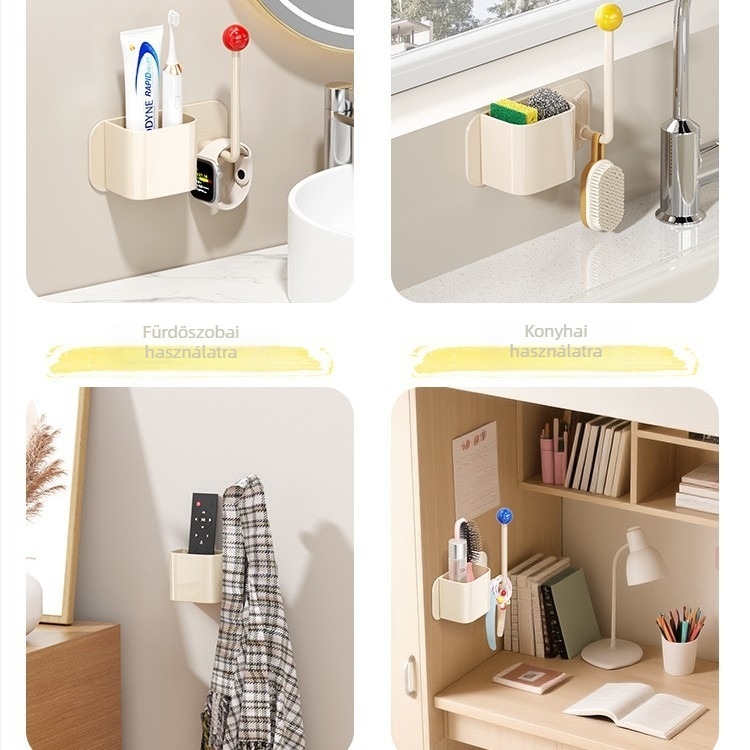 Xingyang falra szerelhető, fúrás nélküli 1-szintes fürdőszobai tároló, levehető, modern minimalist stílus