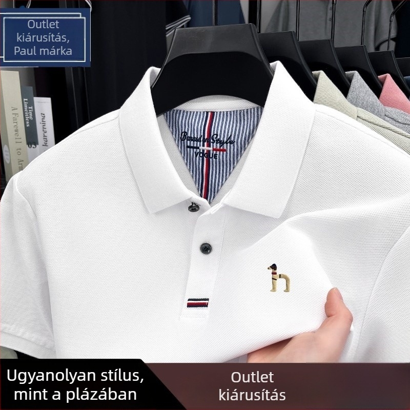 Férfi rövid ujjú poloing, 100% pamut, polo gallér, nyári modell 2025