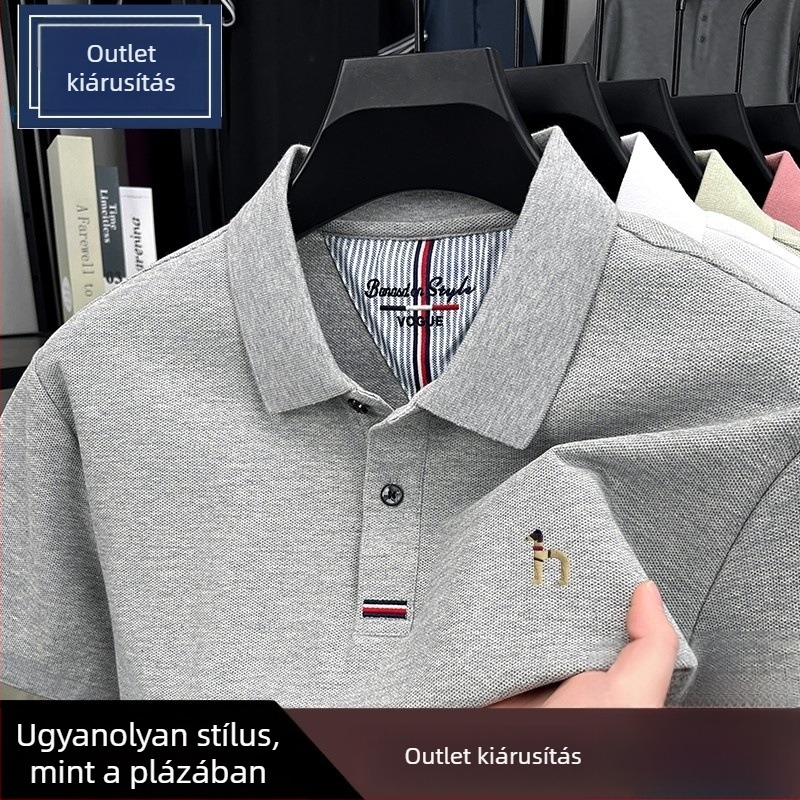 Férfi rövid ujjú poloing, 100% pamut, polo gallér, nyári modell 2025