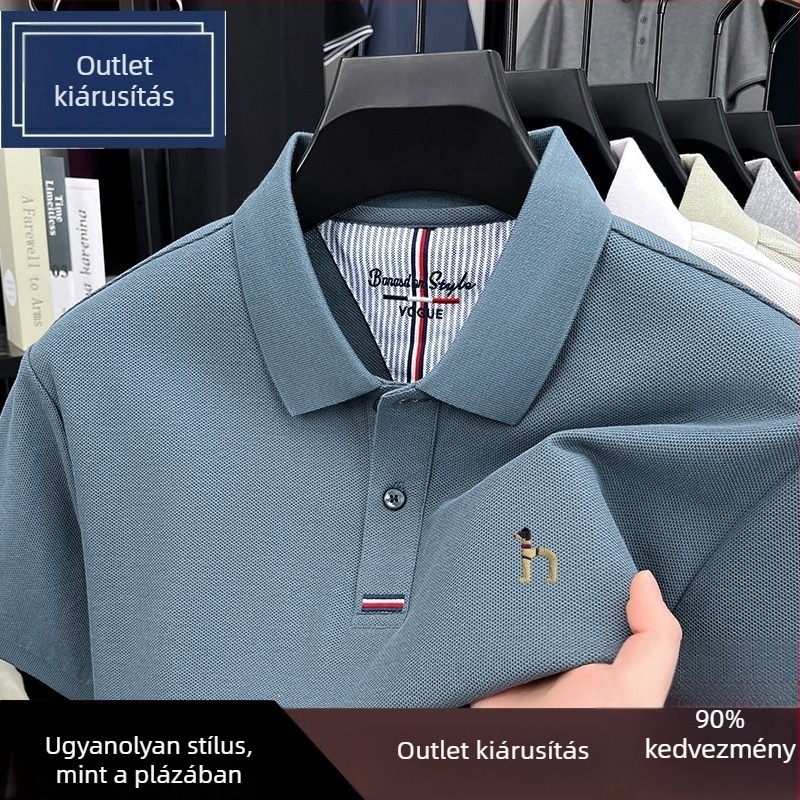 Férfi rövid ujjú poloing, 100% pamut, polo gallér, nyári modell 2025