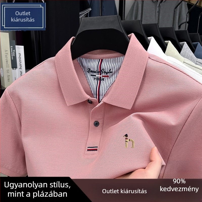 Férfi rövid ujjú poloing, 100% pamut, polo gallér, nyári modell 2025