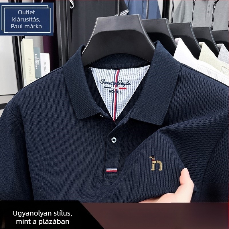 Férfi rövid ujjú poloing, 100% pamut, polo gallér, nyári modell 2025