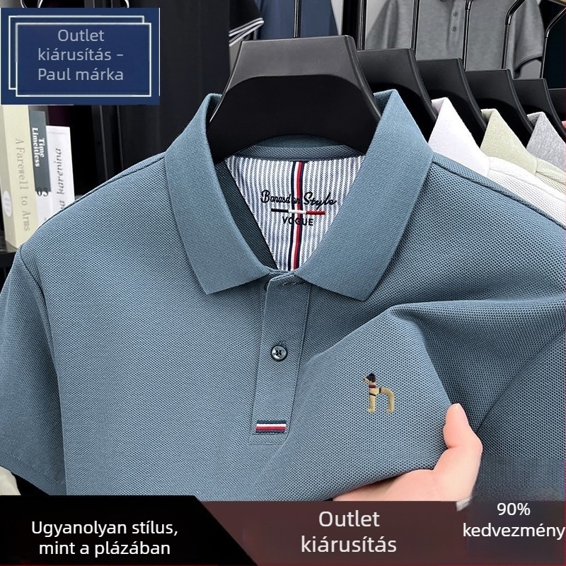Férfi rövid ujjú poloing, 100% pamut, polo gallér, nyári modell 2025