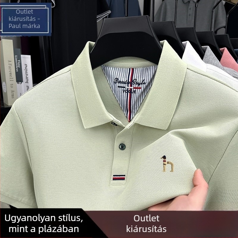 Férfi rövid ujjú poloing, 100% pamut, polo gallér, nyári modell 2025