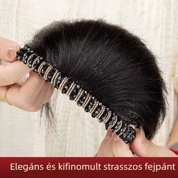 Színes gyémánt fejkoszorús paróka, emberi haj, egyenes frufru, beépített oldalsó hajvonal a fehér haj fedéséhez, nőknek
