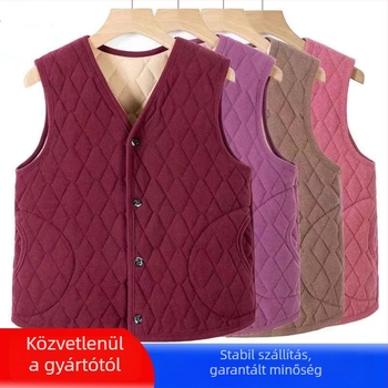 Őszi-téli mellény, laza szabású, gallér nélküli, mintás Houndstooth, anyag: poliészter + elasztán, töltet: poliészter-pamut