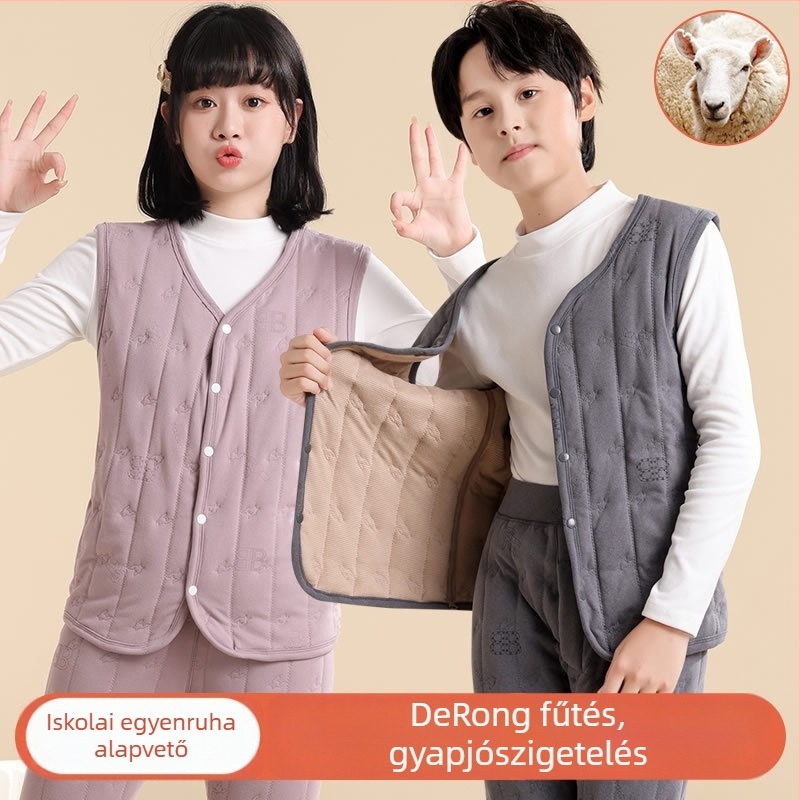Uniszex termikus mellény fleece béléssel, háromrétegű vastag anyag, 251–300 g/m², poliészter 90–95%, gombos záródás, V-nyakú