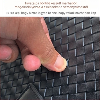 Férfi szövött bőrtáska üzleti utazásokhoz — első réteg marhabőrből, poliészter bélés, lélegző, antibakteriális, kopásálló