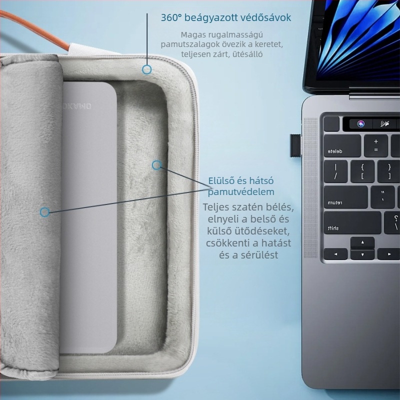 Fero cat nejlon laptop belső tok, légáteresztő, vízálló és ütésálló, városi egyszerű stílusú vállon átvivő táska, egyszínű, poliészter bélés