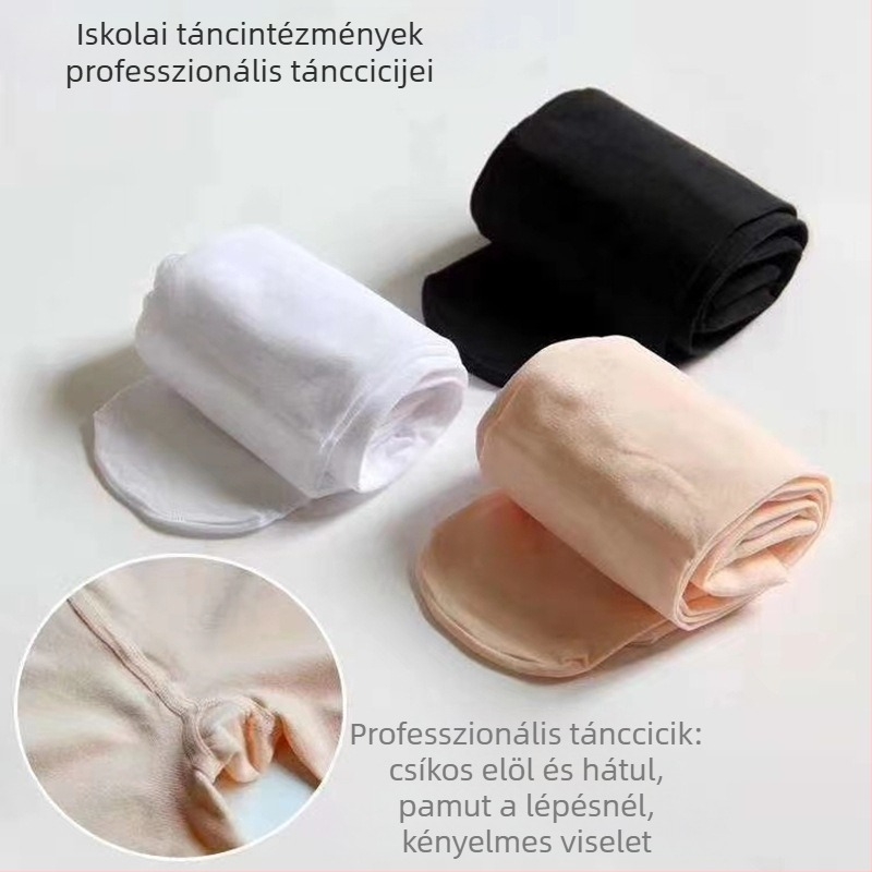 90D Négy évszakos professzionális tánc harisnya gyerekeknek és felnőtteknek, extralig méret, fehér/bőrszín/rózsaszín, vizsgára készítő gyakorló harisnya