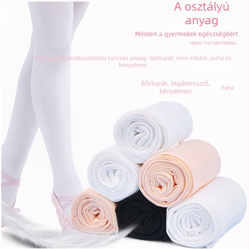 90D Négy évszakos professzionális tánc harisnya gyerekeknek és felnőtteknek, extralig méret, fehér/bőrszín/rózsaszín, vizsgára készítő gyakorló harisnya