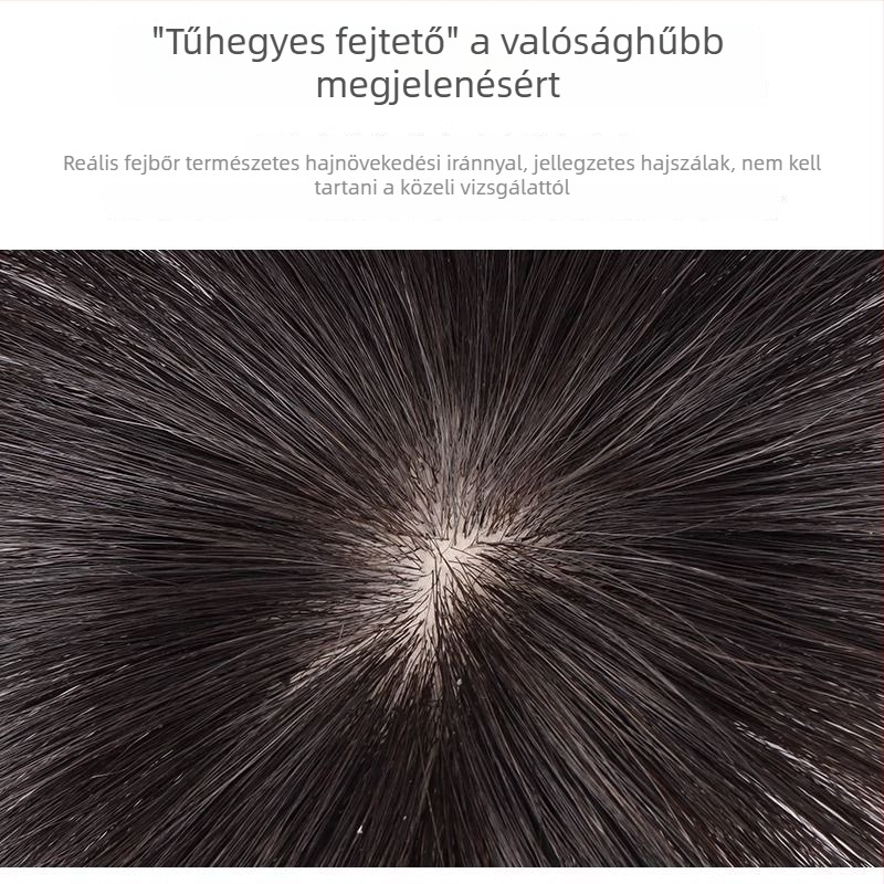 Női fejfelső részére tervezett igazi hajdarab, vékony és mini, puha, volument adó, természetes láthatatlan frufru