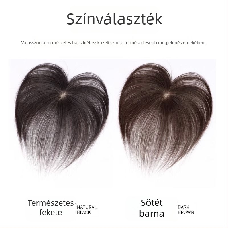 Női fejfelső részére tervezett igazi hajdarab, vékony és mini, puha, volument adó, természetes láthatatlan frufru