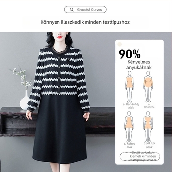Chiffon anyagú ruha, hosszú ujjú, mindennapi városi stílus, hossza 103 cm, fő anyag poliészter 80–90%.