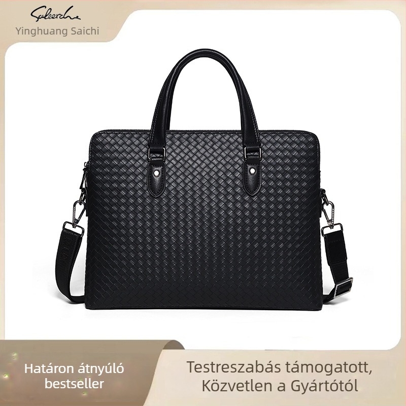 Férfi PU kézitáska - városi egyszerű stílus, vízálló, crossbody laptop táska, kompatibilis 15 hüvelykes laptophoz