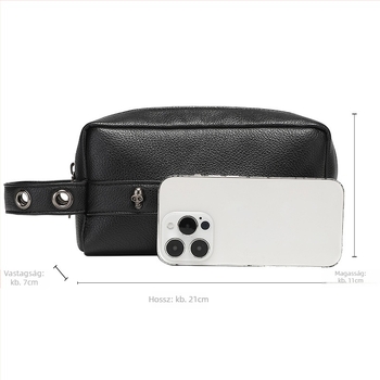 Férfi clutch táska, PU anyag, ultrakönnyű kialakítás, egyszínű mintázat, poliészter bélés