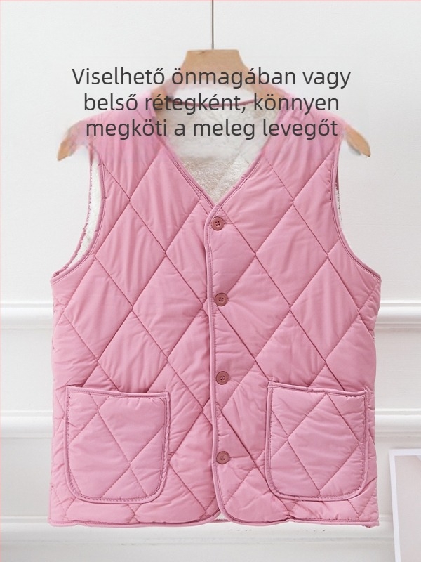 Női báránygyapjú mellény ősz-télre, fleece-béléssel és vastag külső résszel, könnyű belső bélés