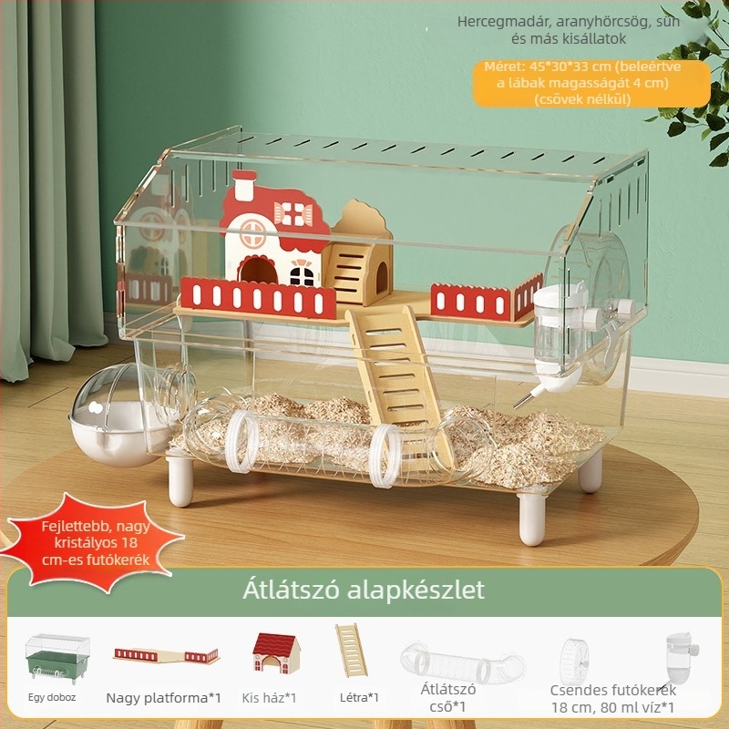 Műanyag hörcsög ketrec, átlátszó házzal, kód Dwcfbrzm, általános felhasználás