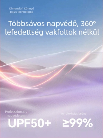 Kapucnis napsugárvédő dzseki UPF50+ Ice Silk anyagból, 93% poliészter, cipzár.