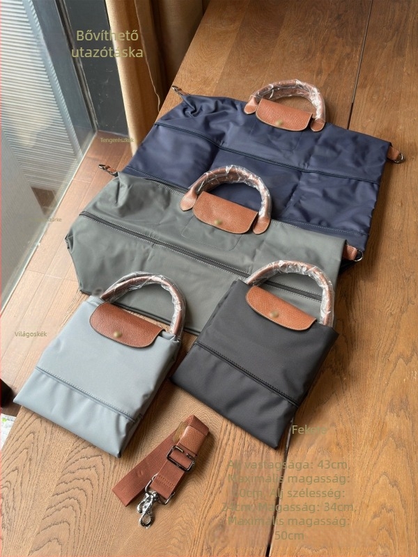 Összecsukható nejlon utazótáska, 20–35L kapacitás, vízálló, uniszex, belső nylon bélés