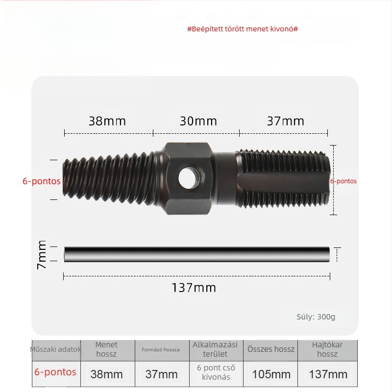 Csavarhúzó kivonó a csaptelekhez és csövekhez – szénacél vízvezeték-szerszám kopott vagy törött menetekhez