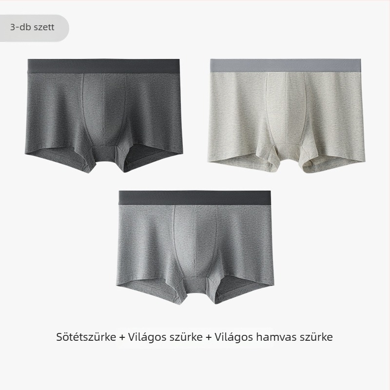 Férfi pamut boxer alsó, lélegző, antibakteriális, 80 szálas pamut, kötött, középmagas derék