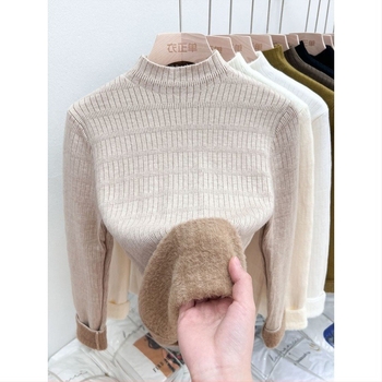 Viscose-core-spun fonalból készült pulóver, kerek nyakú, hosszú ujjú, absztrakt mintázat