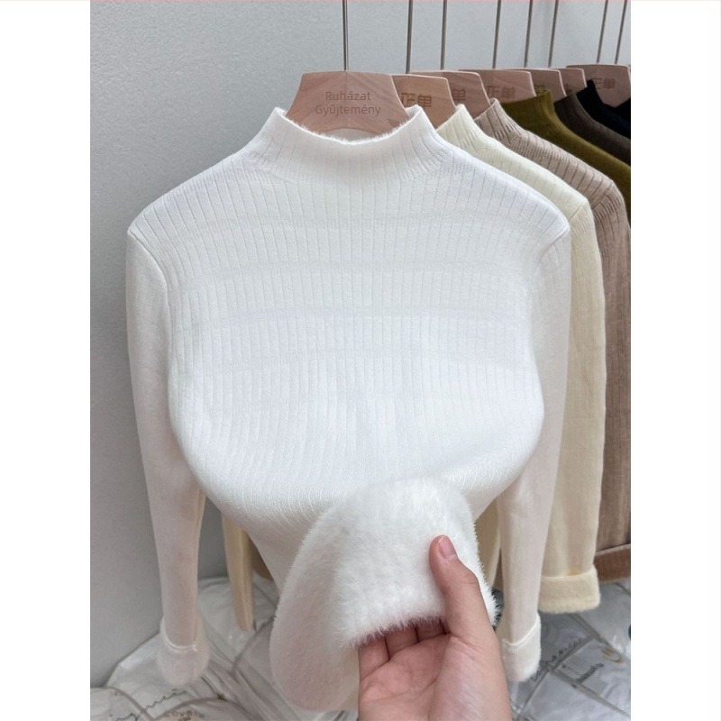 Viscose-core-spun fonalból készült pulóver, kerek nyakú, hosszú ujjú, absztrakt mintázat