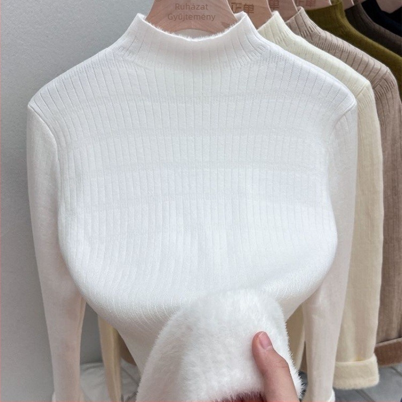 Viscose-core-spun fonalból készült pulóver, kerek nyakú, hosszú ujjú, absztrakt mintázat
