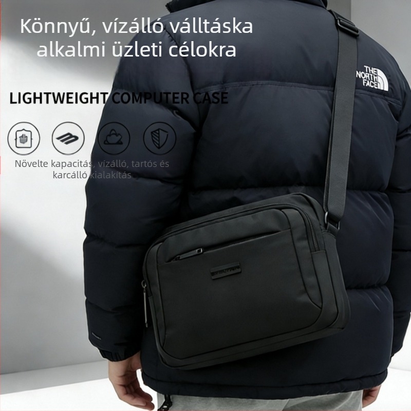 Férfi válltáska, üzleti utazáshoz, vízálló nylon poliészter béléssel, ultra könnyű, több rekesz