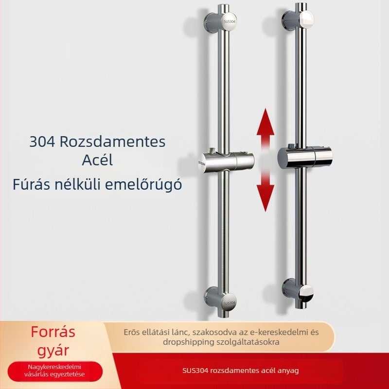 Állítható zuhanytartó emelőrúddal, rozsdamentes acélból, 304 modell, kézi szerelés, matt felület