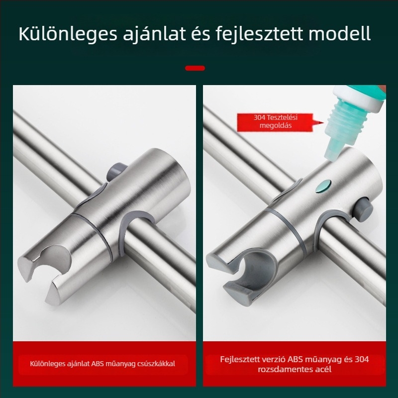 Állítható zuhanytartó emelőrúddal, rozsdamentes acélból, 304 modell, kézi szerelés, matt felület