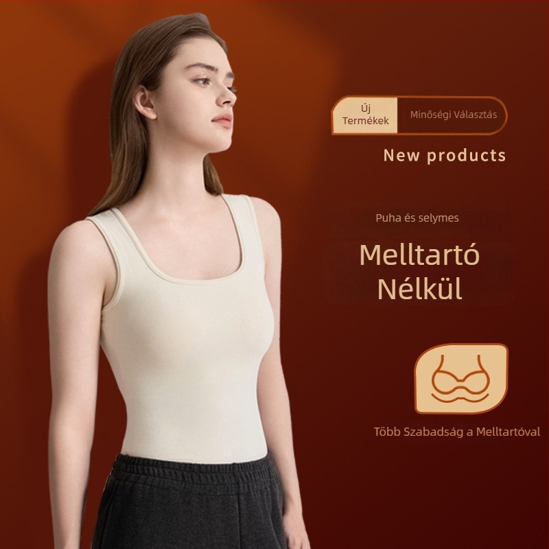 Női thermál mellény mellkasbetéttel — kerek nyakú, egyrétegű, akril tartalom 30–50%, extra vastag anyag 301–350 g/m²