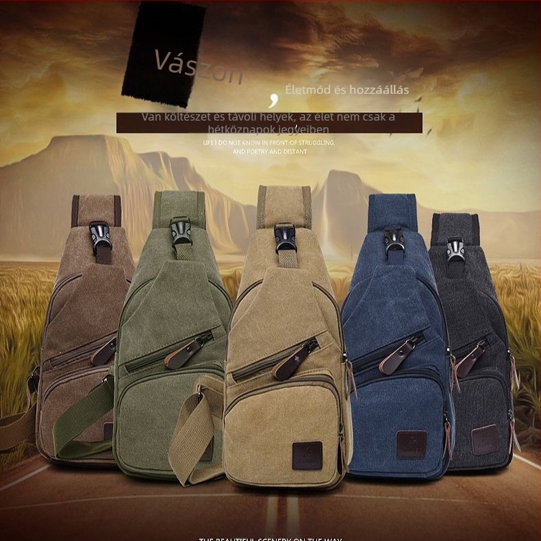 Vászon mellkas táska – lélegző crossbody férfiaknak, váll táska üzleti utazásokhoz