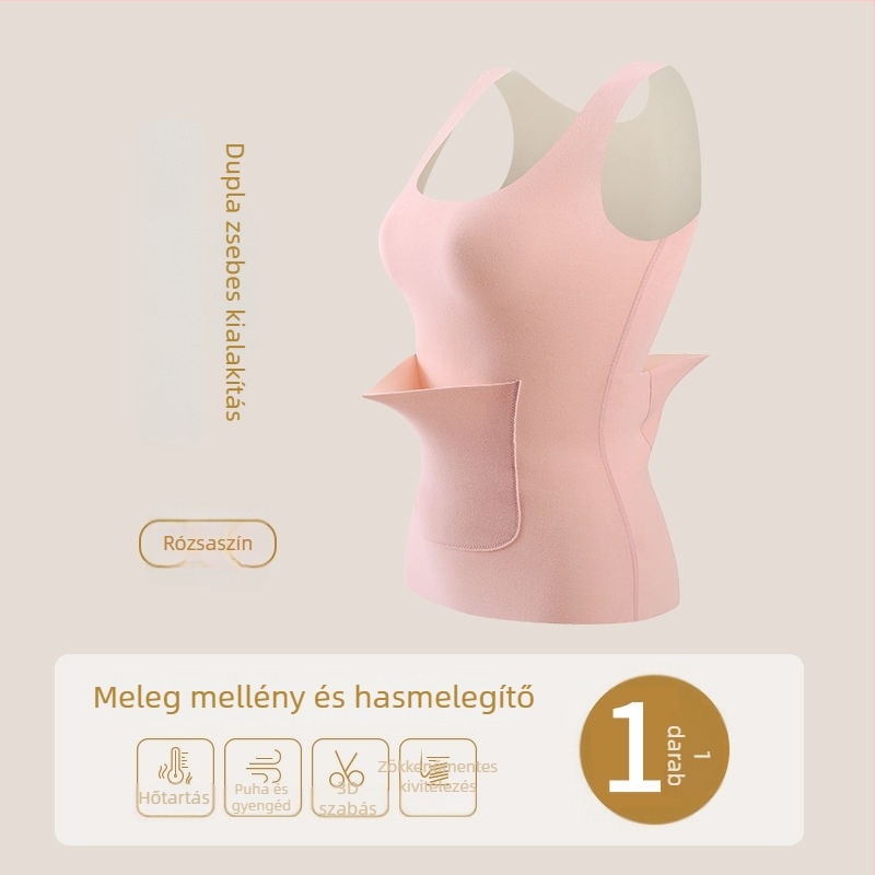 Női őszi-téli meleg mellény két zsebbel és deréktámasz funkcióval