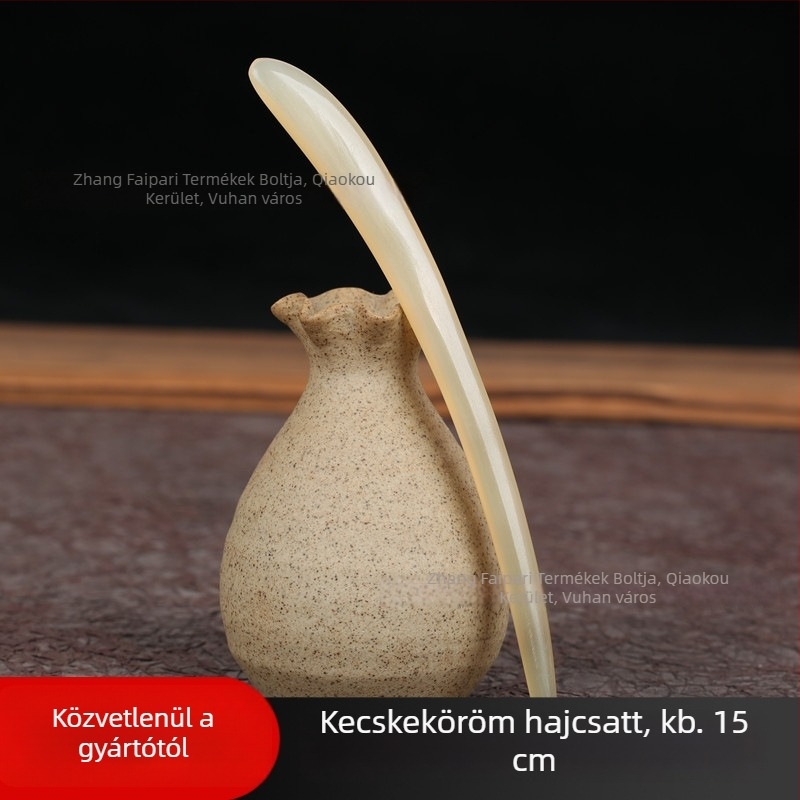 Szarvból készült hajcsat, etnikus geometriai stílus, Wood expert márka