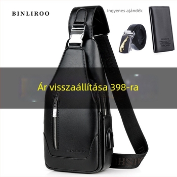 Férfi mellkas-táska, utcai stílus, PU bőr, vízálló, modell 8812, BINLIROO