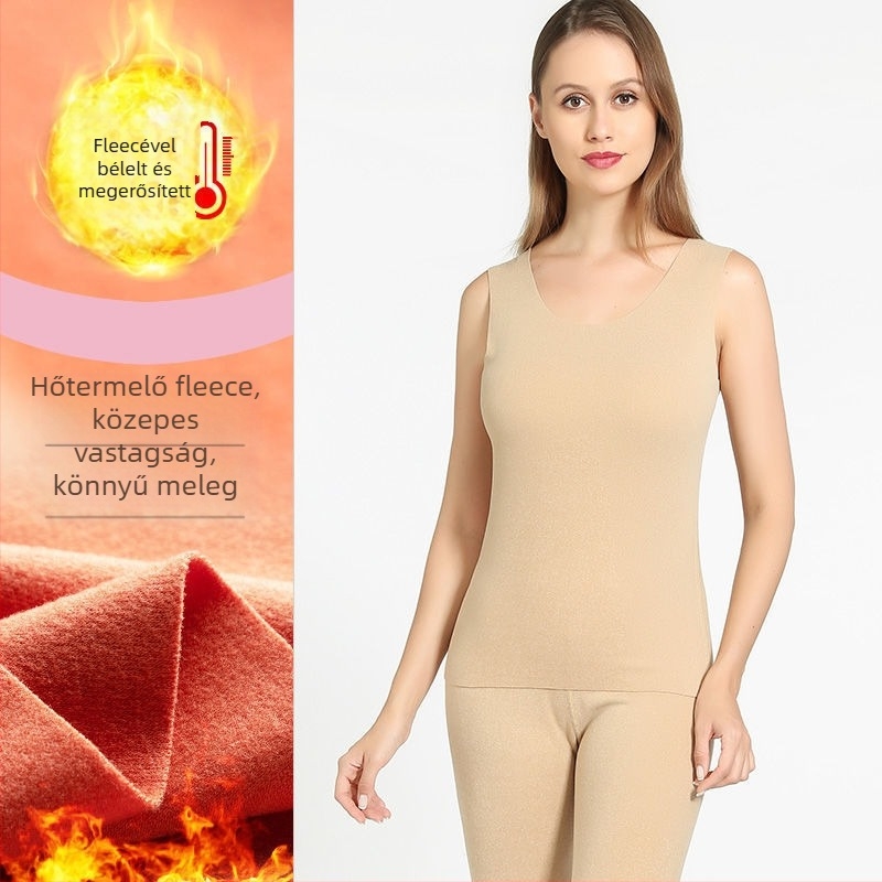 Női termosz mellény varrat nélküli, fleece-béléssel, vastag (201–250 g/m2), poliészter, kerek nyakú, pulóver-stílus