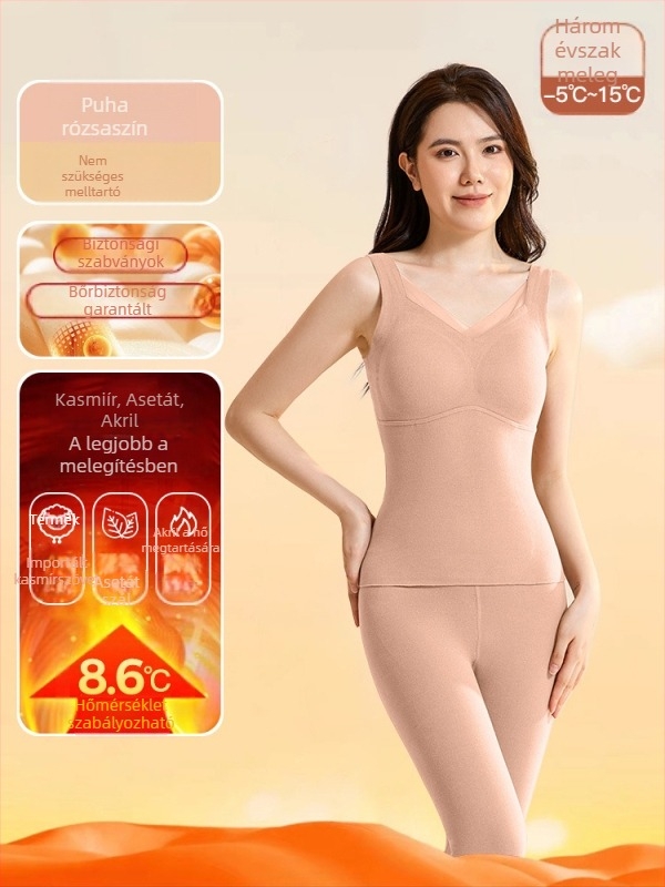 Női melegítő mellény V-nyakkal, mindent egyben beépített kosaras és mellkas alátéttel, kasmír-spandex keverék, 251–300 g/m²