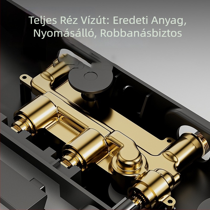 Réz zuhanykészlet, felületi szerelés, modell EH7-second gear, hőmérséklet-szabályozás, LED-es esőzuhany