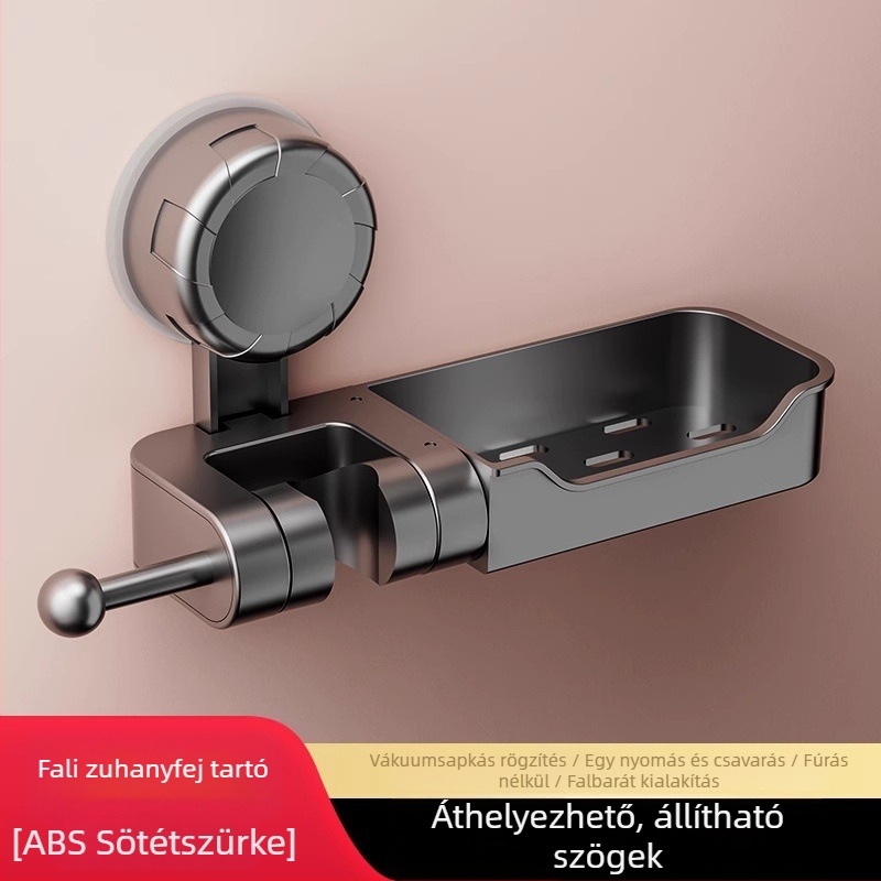 ABS anyagú zuhanyfej-tartó vákuumos rögzítéssel – furás nélkül, állítható és mozgatható, otthoni fürdőszobához
