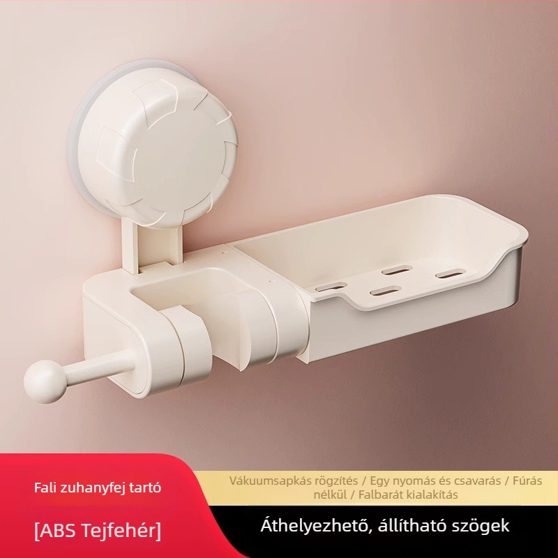ABS anyagú zuhanyfej-tartó vákuumos rögzítéssel – furás nélkül, állítható és mozgatható, otthoni fürdőszobához