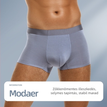 Modal anyagú férfi varrás nélküli boxer, lélegző, antibakteriális, gyorsan száradó, plusz méret, egyszínű