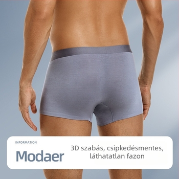 Modal anyagú férfi varrás nélküli boxer, lélegző, antibakteriális, gyorsan száradó, plusz méret, egyszínű