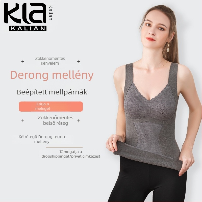 Női fűtő mellény mellkas párnával, velúr béléssel és belső alapréteggel