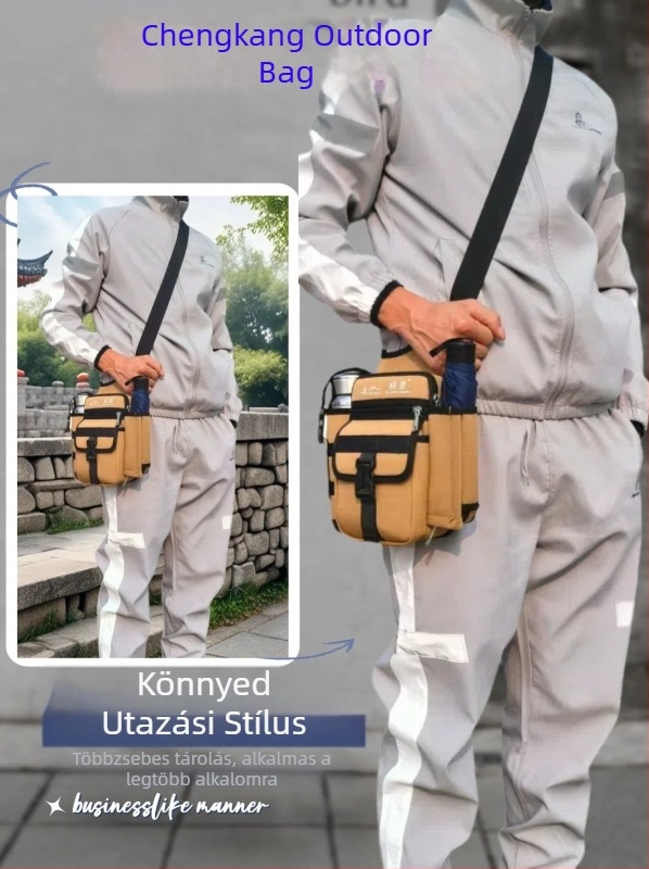 Kültéri váll- és keresztpántos táska, uniszex, vízálló, nagy kapacitású, víz- és esernyőrekeszekkel, 8 hüvelykes eszközhöz kompatibilis